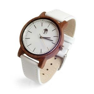 Women's Real Sandalwood Wood Watch - White Band